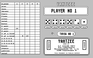 Yatzy (Yahtzee) atari screenshot